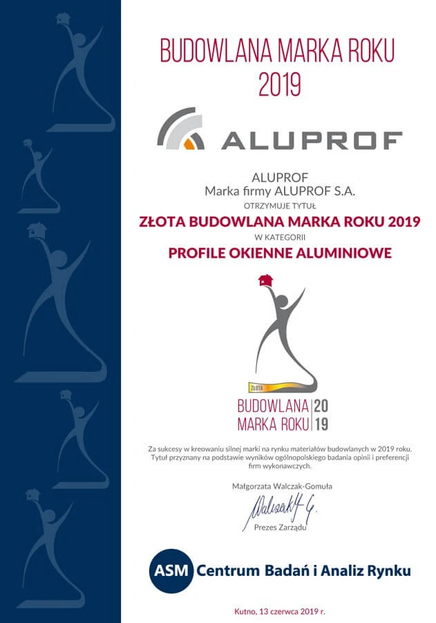 Golden Champion Award 2018 kategoriassa "Alumiini-ikkunaprofiilit"
