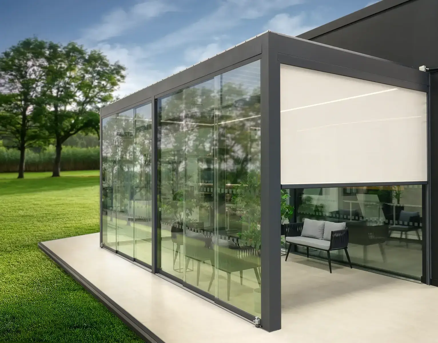 Our roller blind system (SkyRoll Zip)