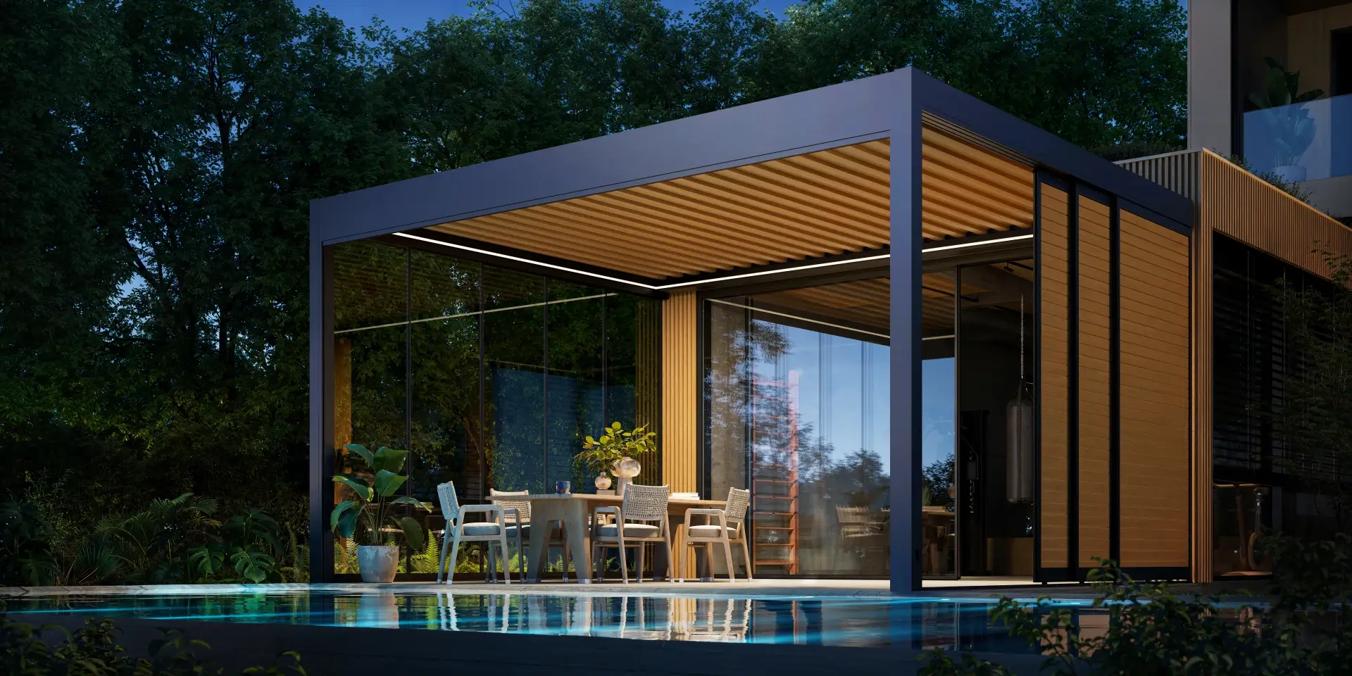 Shutters w ofercie Aluprof Sun Shading Solutions – nowe panele przesuwne do zabudowy bocznej pergoli