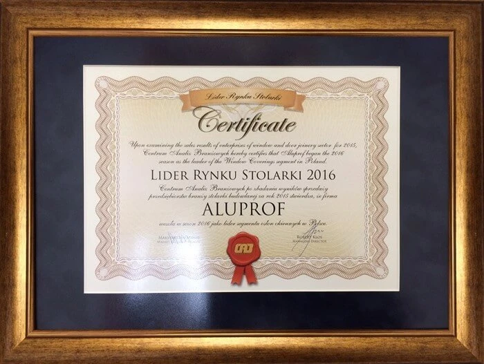 ALUPROF Re-Awarded with Joinery Market Leader 2016 Award