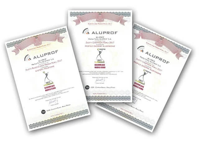 ЗОЛОТАЯ СТРОИТЕЛЬНАЯ МАРКА ГОДА 2017 для ALUPROF
