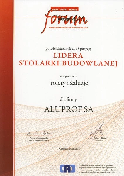 Aluprof Liderem Stolarki Budowlanej