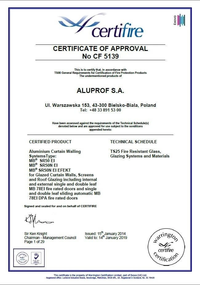 Certifire für Aluprof