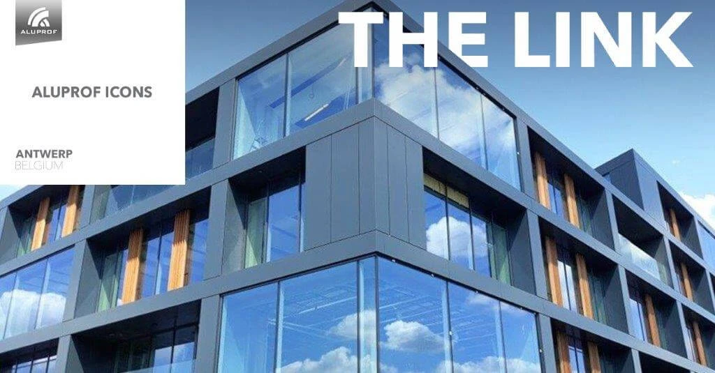 The Link. An office environment of the future, featuring systems by ALUPROF