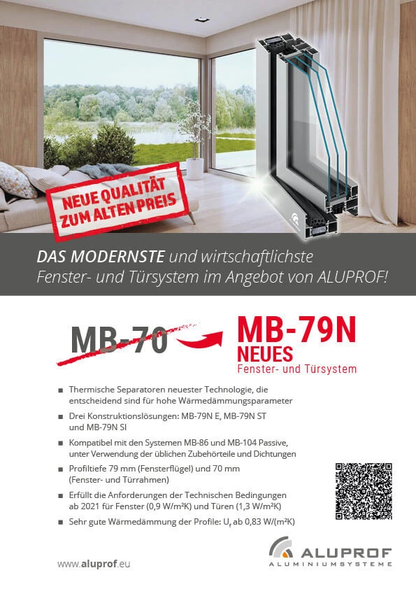 MB-79N: Das neue Fenster- und Türsystem im Angebot von ALUPROF