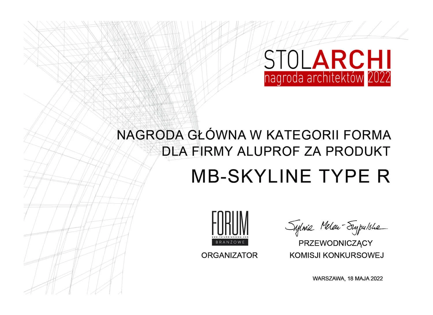 System MB-Skyline Type R od Aluprof z nagrodą Stol Archi 2022